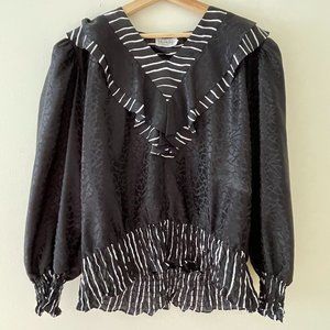 Vintage Silk Black & White Blouse